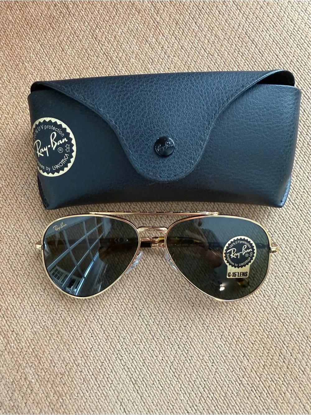 New Ray-Ban RB3625 New Aviator 9196/31 Gold Engraved 58mm G-15 Made in Italy